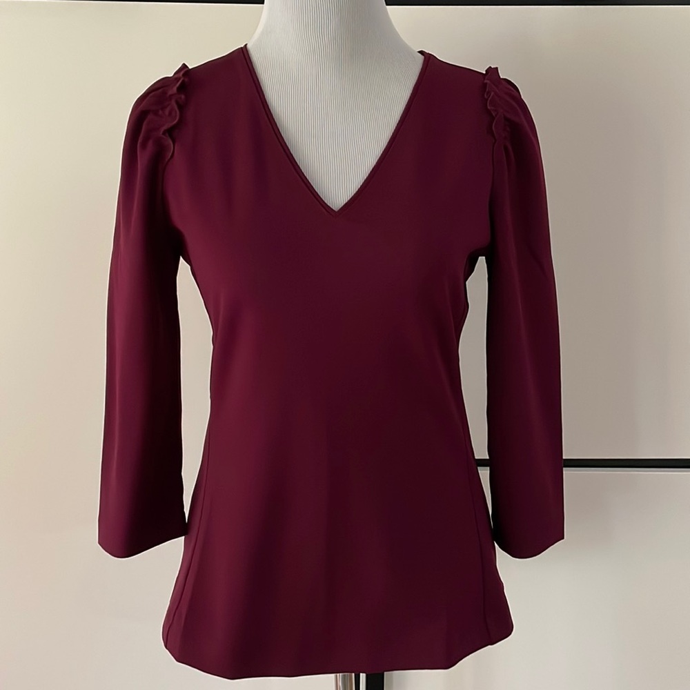 Ann Taylor cranberry long sleeve top NWT